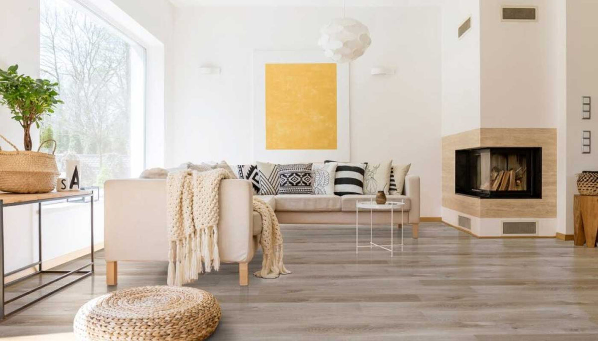 Living room with a luxury vinyl plank floor