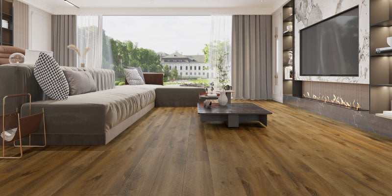 room scene featuring our chard flooring from the Coal Harbour Collection