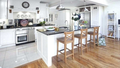 Kitchen and dining room with beautiful wood floors