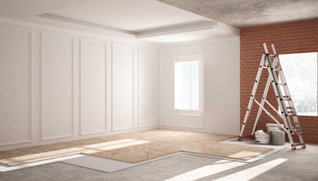 A room with luxury vinyl flooring being installed