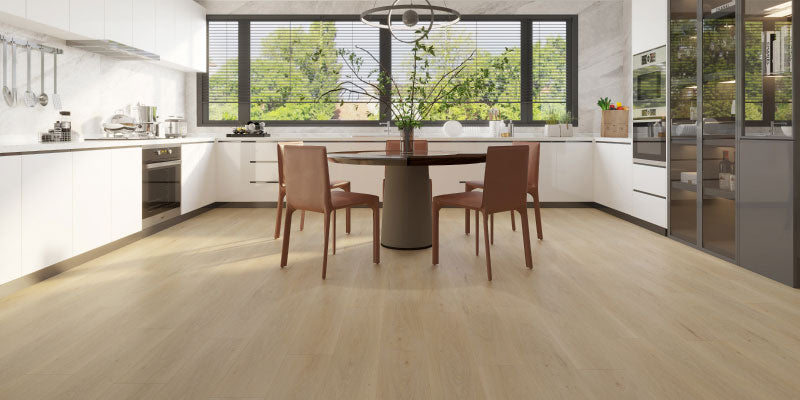 Room scene featuring our Lavaux vinyl flooring from the Coal Harbor collection