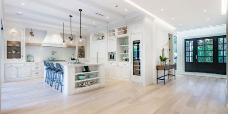 Fully  renovated kitchen with a beautiful new floor.